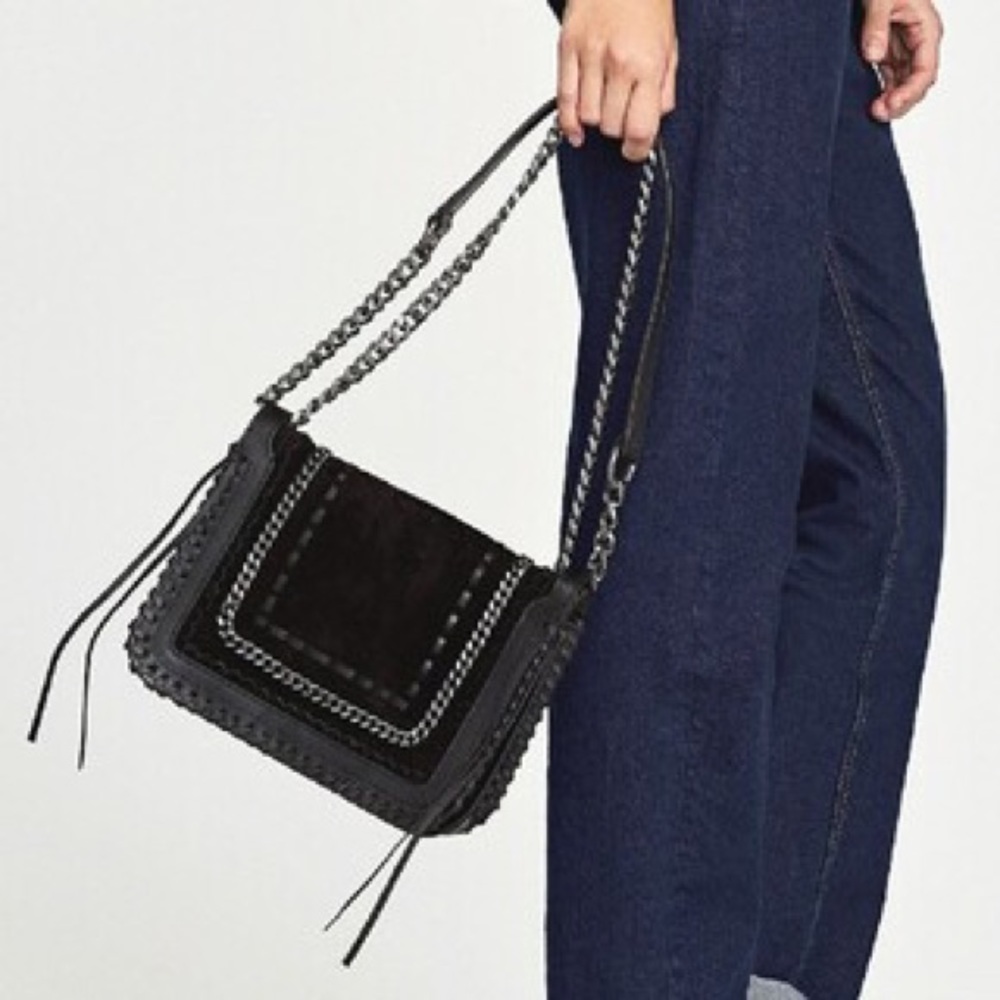 Zara suede and faux leather chain bag NWT